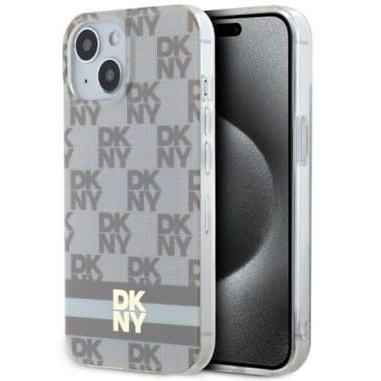 DKNY IML Checkered Mono Pattern & Printed Stripes - θήκη για Apple iPhone 14 / 15 13 - Μπεζ
