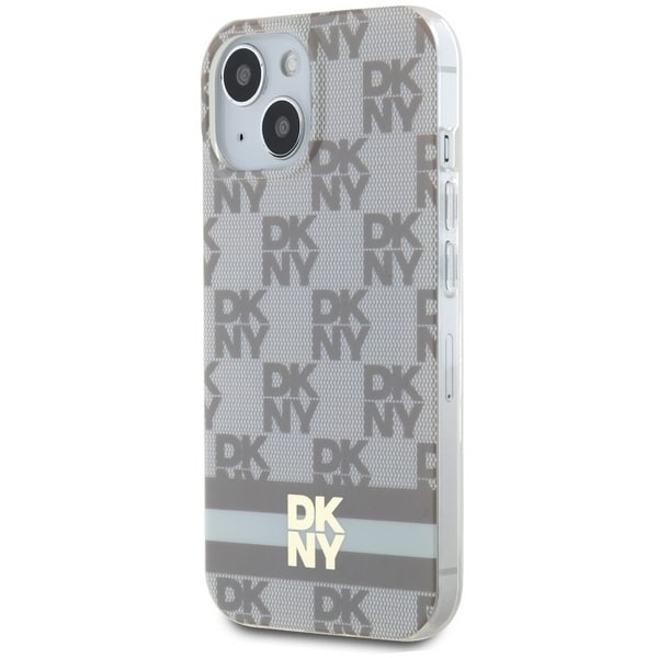 DKNY IML Checkered Mono Pattern & Printed Stripes - θήκη για Apple iPhone 14 / 15 13 - Μπεζ - Image 2