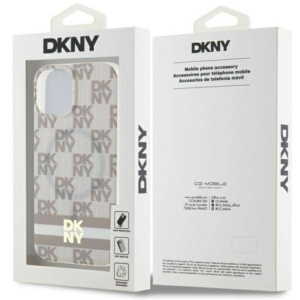 DKNY IML Checkered Mono Pattern & Printed Stripes - θήκη για Apple iPhone 14 / 15 13 - Μπεζ - Image 8