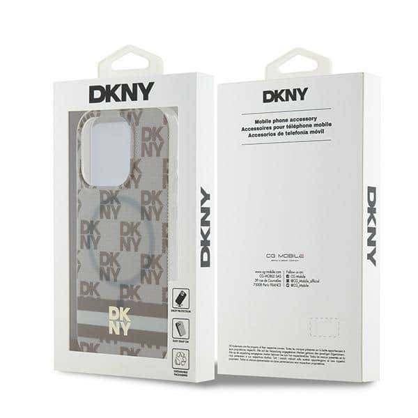 DKNY IML καρό μονοχρωματικό μοτίβο & τυπωμένες ρίγες - θήκη για Apple iPhone 14 Pro Max - Μπεζ - Image 8