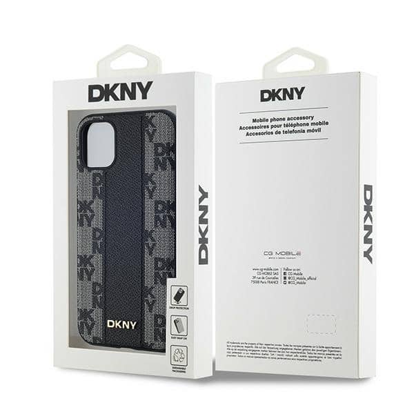 DKNY Leather Checkered Mono Pattern MagSafe - θήκη για Apple iPhone 11 - Μαύρο - Image 8
