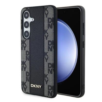 DKNY Leather Checkered Mono Pattern MagSafe - θήκη για Samsung Galaxy S24 - Μαύρο