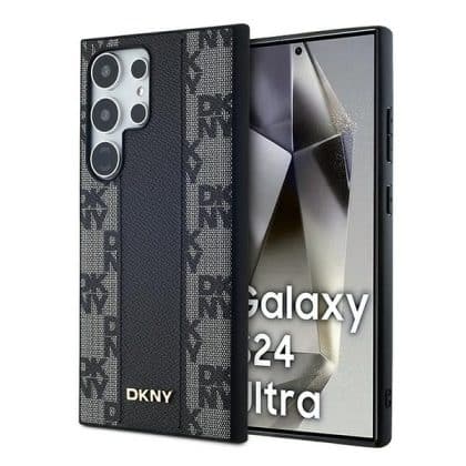 DKNY Leather Checkered Mono Pattern MagSafe - θήκη για Samsung Galaxy S24 Ultra - Μαύρο