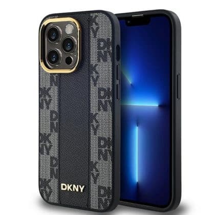 DKNY Leather Checkered Mono Pattern MagSafe - θήκη για Apple iPhone 13 Pro Max - Μαύρο