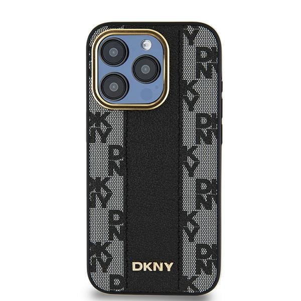 DKNY Leather Checkered Mono Pattern MagSafe - θήκη για Apple iPhone 15 Pro - Μαύρο - Image 3