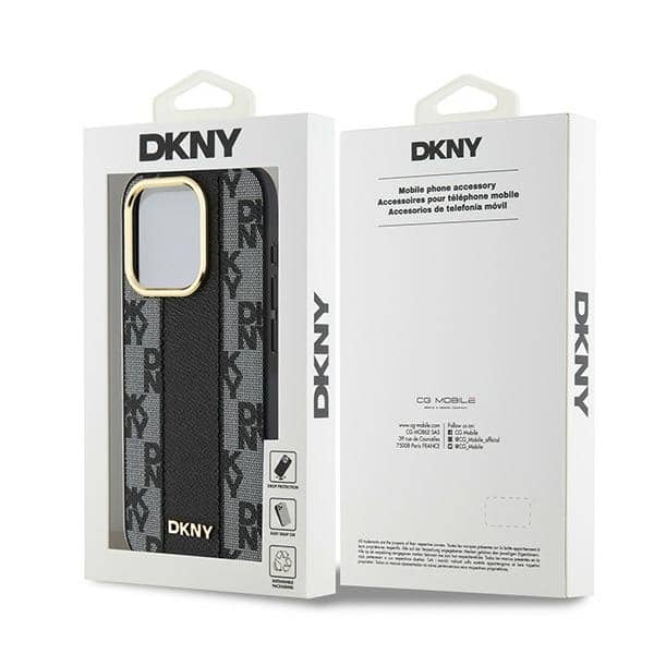 DKNY Leather Checkered Mono Pattern MagSafe - θήκη για Apple iPhone 15 Pro - Μαύρο - Image 8