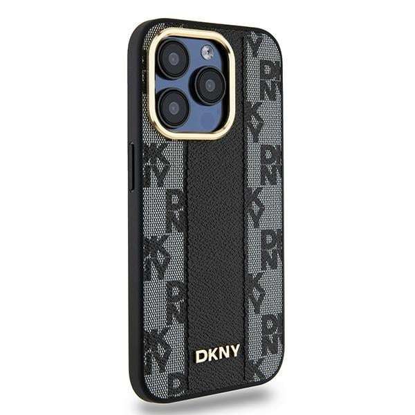 DKNY Leather Checkered Mono Pattern MagSafe - θήκη για Apple iPhone 15 Pro Max - Μαύρο - Image 4
