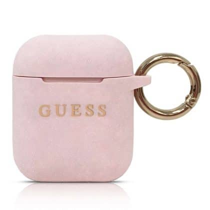 Guess GUACCSILGLLP AirPods 1/2 cover jasnoροζ/pink Silicone Glitter