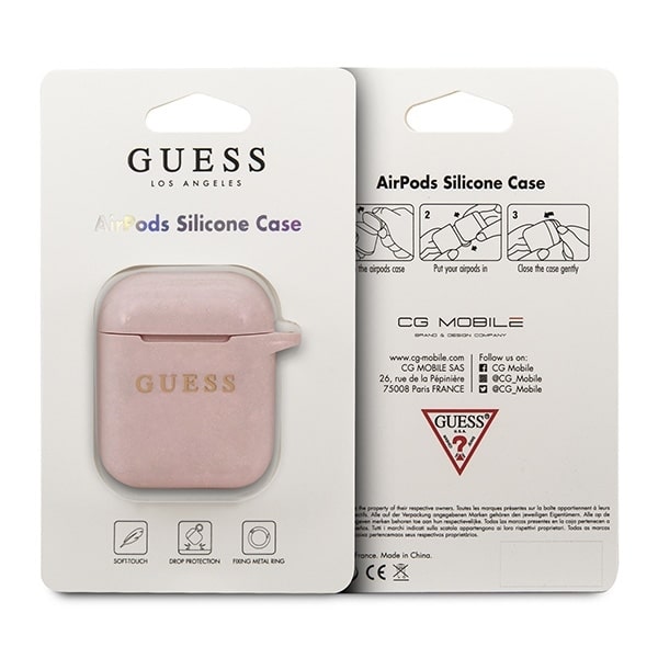 Guess GUACCSILGLLP AirPods 1/2 cover jasnoροζ/pink Silicone Glitter - Image 2