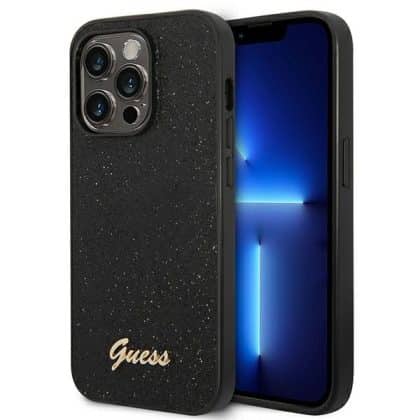 Guess Glitter Script - θήκη για Apple iPhone 14 Pro - Μαύρο