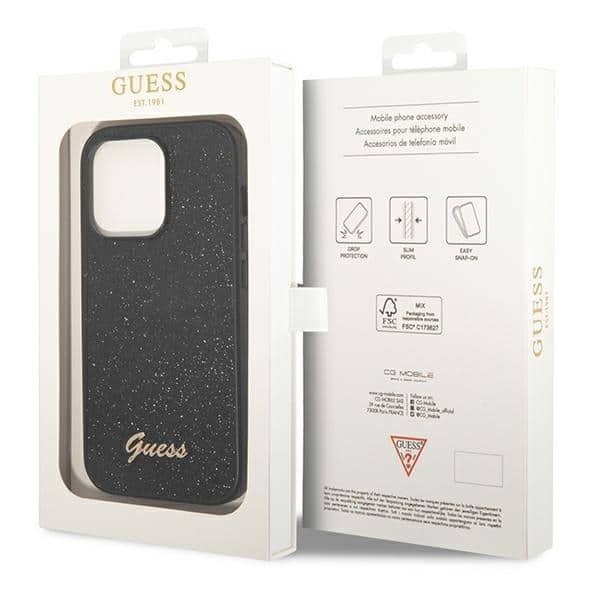 Guess Glitter Script - θήκη για Apple iPhone 14 Pro - Μαύρο - Image 8