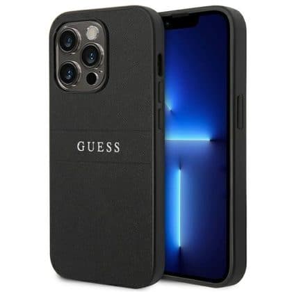 Guess Saffiano Strap - θήκη για Apple iPhone 14 Pro - Μαύρο