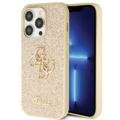 Guess Glitter Script Big 4G - θήκη για Apple iPhone 14 Pro - Χρυσό