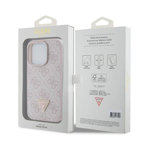 Guess Triangle Metal Logo - θήκη για Apple iPhone 15 Pro - Ροζ - Image 8