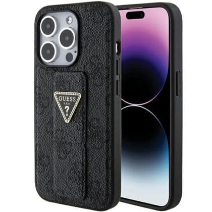 Guess GUHCP15XPGS4TDK iPhone 15 Pro Max  6.7" μαύρο/black hardcase Grip Stand 4G Triangle Strass