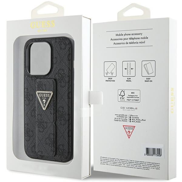 Guess GUHCP15XPGS4TDK iPhone 15 Pro Max 6.7" μαύρο/black hardcase Grip Stand 4G Triangle Strass - Image 9