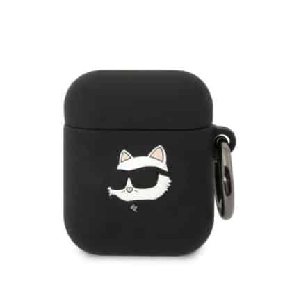 Karl Lagerfeld KLA2RUNCHK Θήκη AirPods 1/2 μαύρο/Black Σιλικόνης Choupette Head 3D