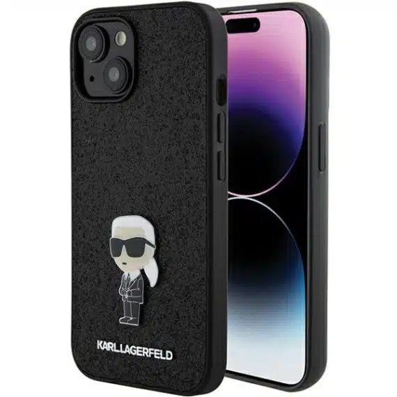 Karl Lagerfeld Fixed Glitter Ikonik Logo Metal Pin - Apple iPhone 15 / 14 13 - Μαύρο