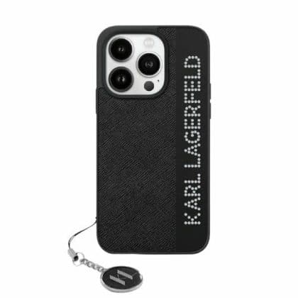 Karl Lagerfeld Saffiano Rhinestones & Charm - θήκη για Apple iPhone 15 Pro Max - Μαύρο