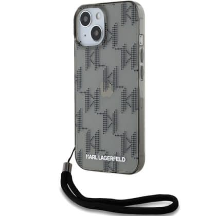 Karl Lagerfeld IML Mono KL Pattern & Cord - θήκη για Apple iPhone 15 - Μαύρο