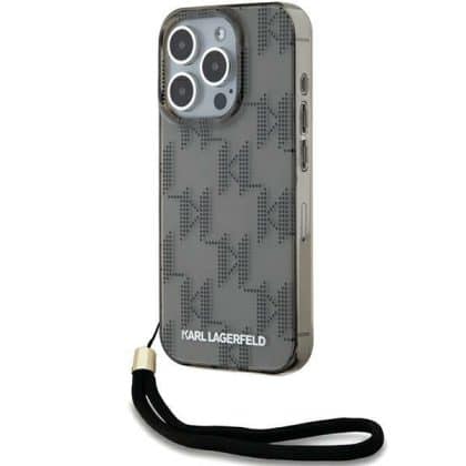 Karl Lagerfeld IML Mono KL Pattern & Cord - θήκη για Apple iPhone 15 Pro Max - Μαύρο
