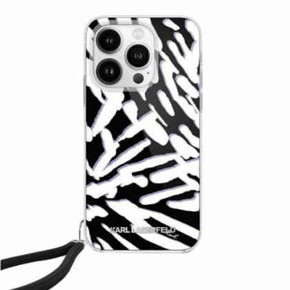 Karl Lagerfeld IML Zebra Pattern & Cord - θήκη για Apple iPhone 15 Pro - Μαύρο