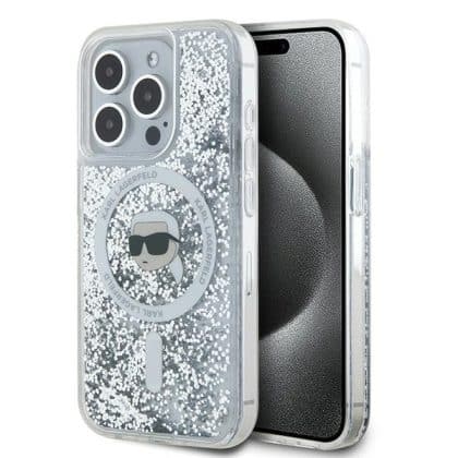 Karl Lagerfeld Liquid Glitter Karl Head Magsafe - θήκη για Apple iPhone 15 Pro Max - Διάφανο