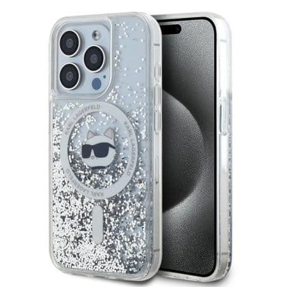 Karl Lagerfeld Liquid Glitter Choupette Head Magsafe - θήκη για Apple iPhone 14 Pro Max - Διάφανο
