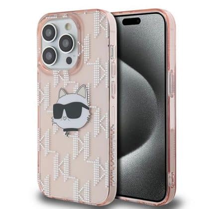 Karl Lagerfeld IML Choupette Head & Monogram - θήκη για Apple iPhone 13 Pro Max - Ροζ