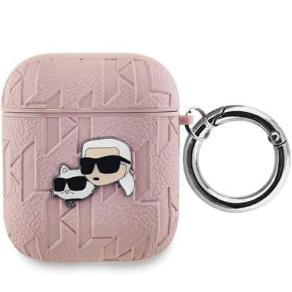 Karl Lagerfeld KLA2PGKCPP Θήκη για AirPods 1/2 ροζ Monogram Karl & Choupette Head