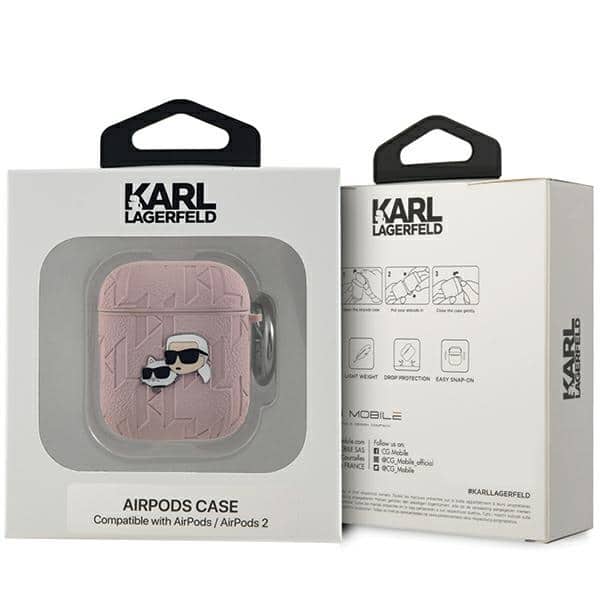 Karl Lagerfeld KLA2PGKCPP Θήκη για AirPods 1/2 ροζ Monogram Karl & Choupette Head - Image 3