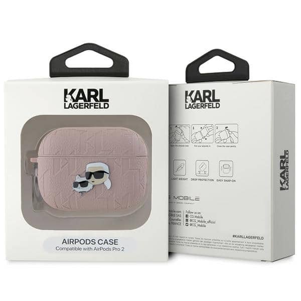Karl Lagerfeld KLAP2PGKCPP Θήκη για AirPods Pro 2 (2022/2023) Monogram Karl & Choupette Head ροζ - Image 4