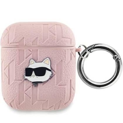 Karl Lagerfeld KLA2PGCHPP Θήκη για AirPods 1/2 ροζ Monogram Choupette Head