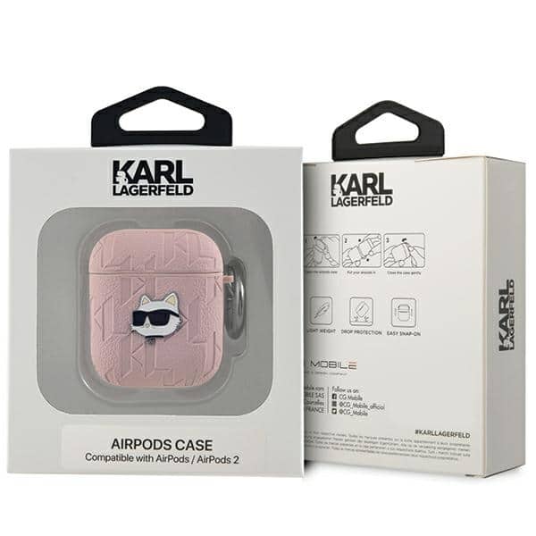 Karl Lagerfeld KLA2PGCHPP Θήκη για AirPods 1/2 ροζ Monogram Choupette Head - Image 3