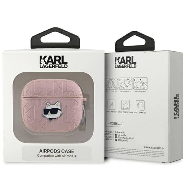 Karl Lagerfeld KLA3PGCHPP Θήκη για AirPods 3 Monogram Choupette Head ροζ - Image 3