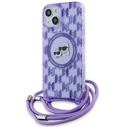 Karl Lagerfeld IML Crossbody Monogram Karl & Choupette Head MagSafe - θήκη για Apple iPhone 15 / 14 13 - Μωβ