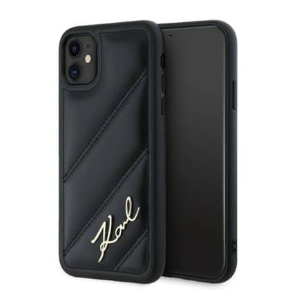 Karl Lagerfeld Diagonal Quilted Script - θήκη για Apple iPhone 11 / XR - Μαύρο