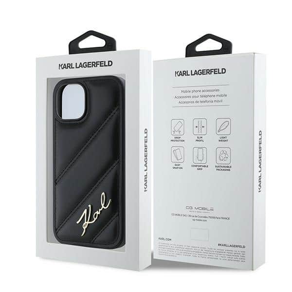Karl Lagerfeld Diagonal Quilted Script - θήκη για Apple iPhone 14 / 15 13 - Μαύρο - Image 8