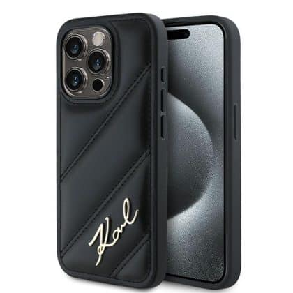 Karl Lagerfeld Diagonal Quilted Script - θήκη για Apple iPhone 14 Pro - Μαύρο