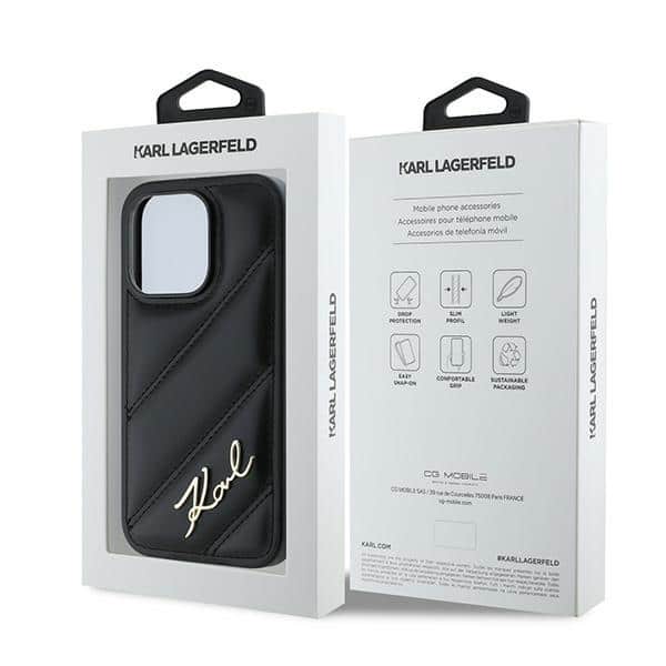 Karl Lagerfeld Diagonal Quilted Script - θήκη για Apple iPhone 14 Pro - Μαύρο - Image 8