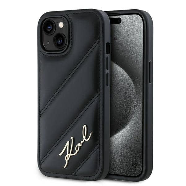 Karl Lagerfeld Diagonal Quilted Script - θήκη για Apple iPhone 15 Plus / 14 - Μαύρο