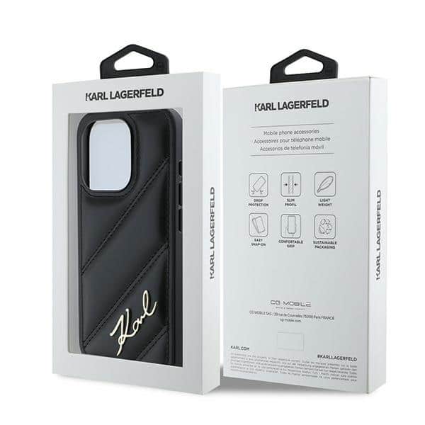 Karl Lagerfeld Diagonal Quilted Script - θήκη για Apple iPhone 15 Pro - Μαύρο - Image 8