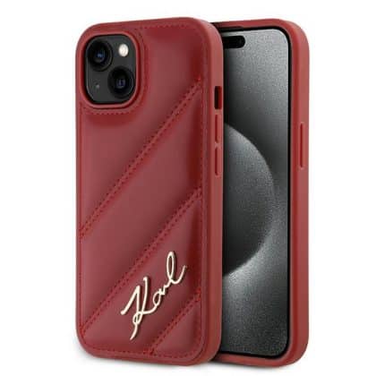 Karl Lagerfeld Diagonal Quilted Script - θήκη για Apple iPhone 15 / 14 13 - Κόκκινο