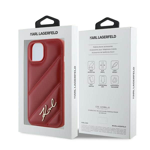 Karl Lagerfeld Diagonal Quilted Script - θήκη για Apple iPhone 15 / 14 13 - Κόκκινο - Image 8