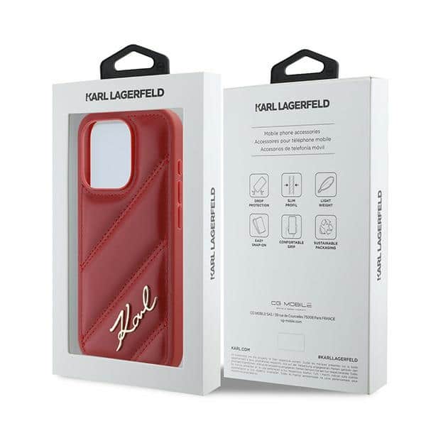 Karl Lagerfeld Diagonal Quilted Script - θήκη για Apple iPhone 15 Pro Max - Κόκκινο - Image 8