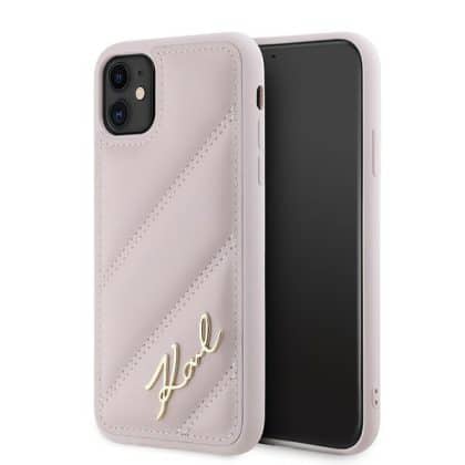 Karl Lagerfeld Diagonal Quilted Script - θήκη για Apple iPhone 11 / XR - Ροζ