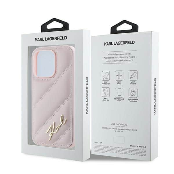 Karl Lagerfeld Diagonal Quilted Script - θήκη για Apple iPhone 14 Pro - Ροζ - Image 8