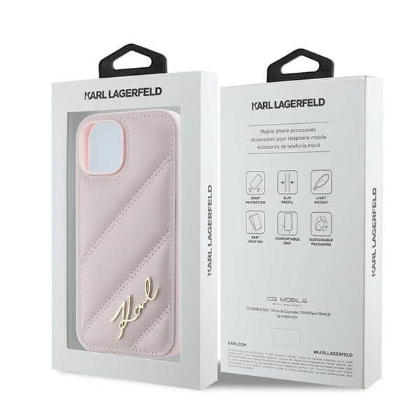 Karl Lagerfeld Diagonal Quilted Script - θήκη για Apple iPhone 15 Plus / 14 - Ροζ - Image 8