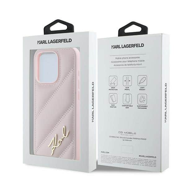 Karl Lagerfeld Diagonal Quilted Script - θήκη για Apple iPhone 15 Pro - Ροζ - Image 8