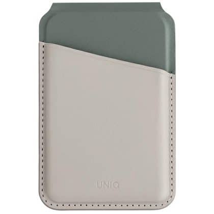 UNIQ Lyden DS μαγνητικό πορτοφόλι RFID και βάση τηλεφώνου σε χρώμα λευκό-πράσινο λειχήνης